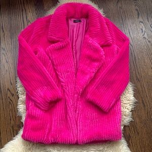 SHEIN Hot Pink Fuzzy Faux Fur Jacket in Small!